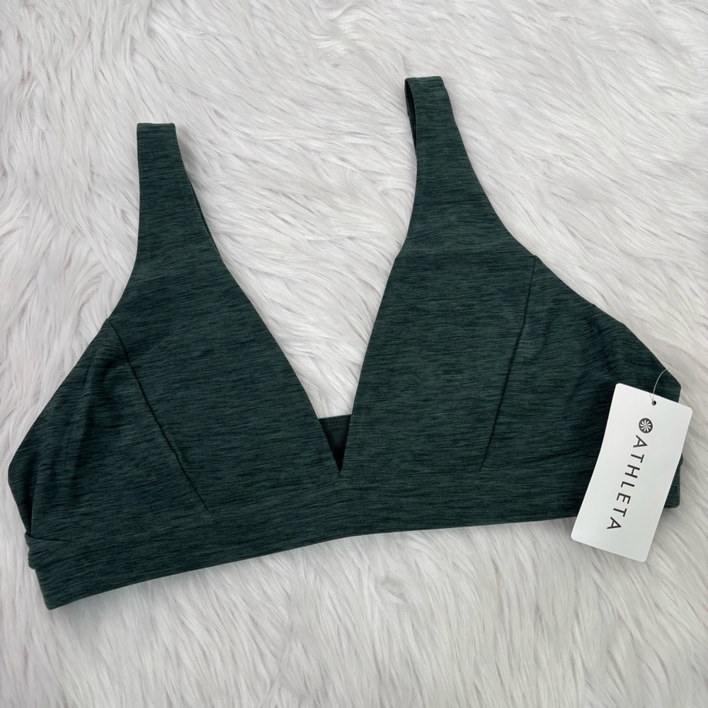 🏷️NWT ATHLETA SoftLuxe Bra Size Large A-C Cups Pine Heather Green Lounge Comfort